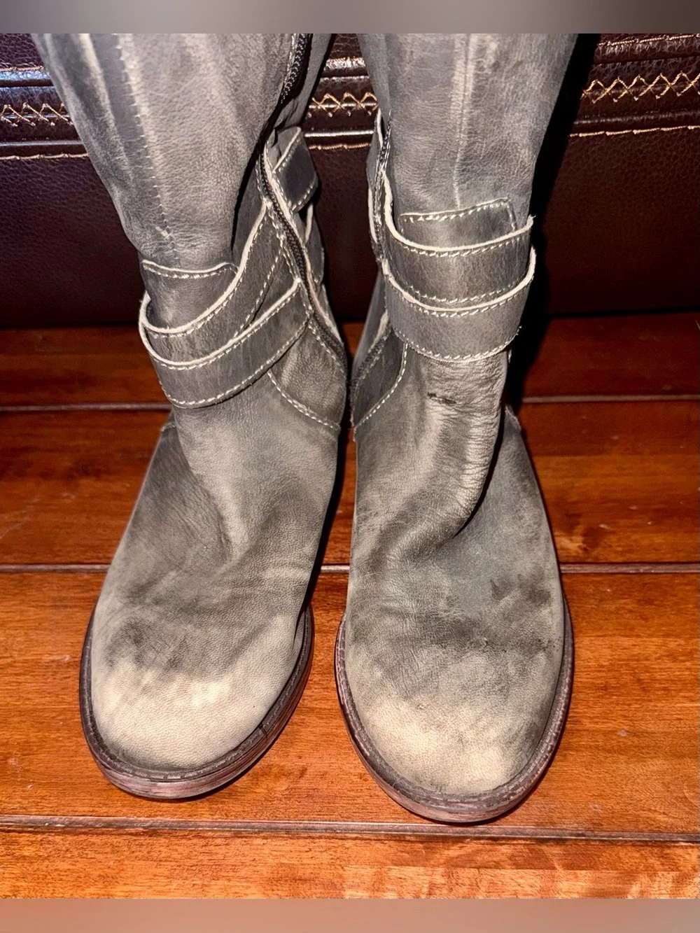 Lucky Brand Gray Over-the-Knee Faux-Leather Boots
